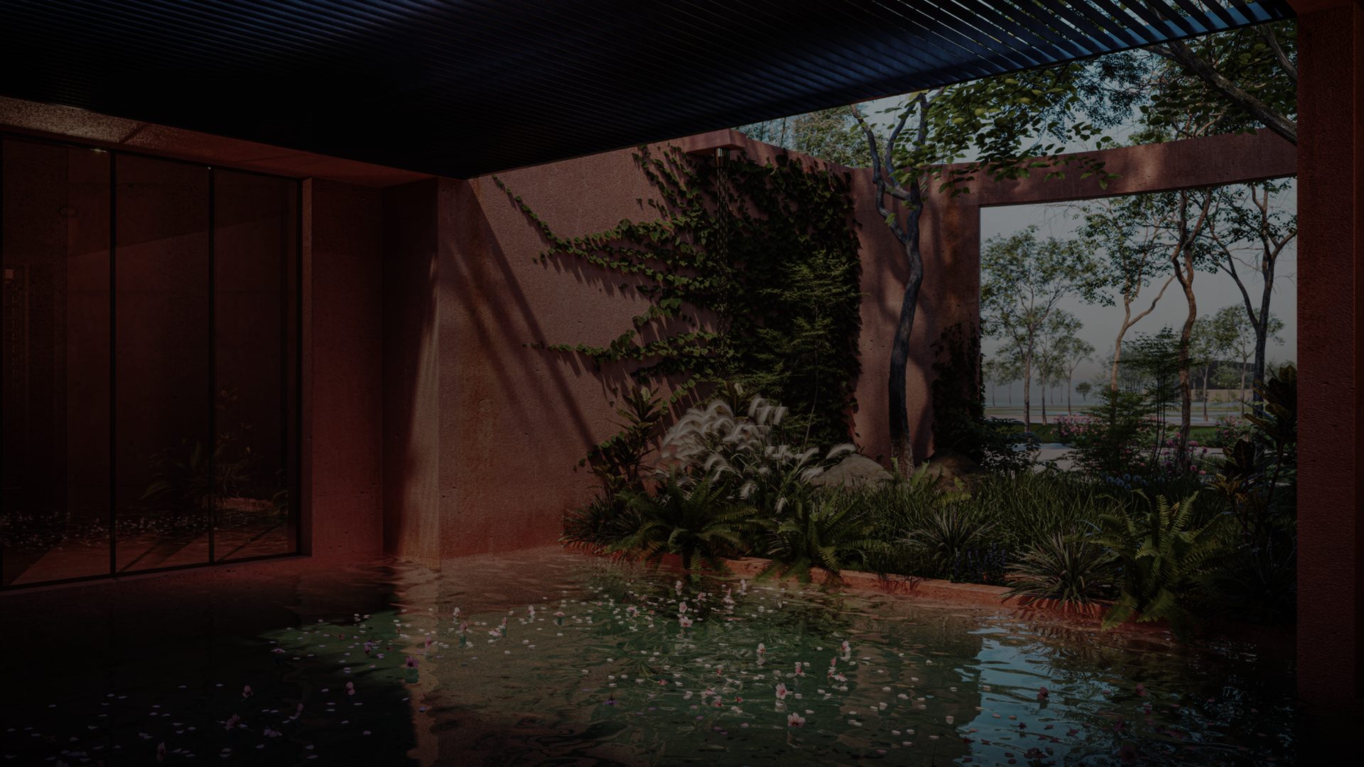 Entrance pavilion with reflecting pool